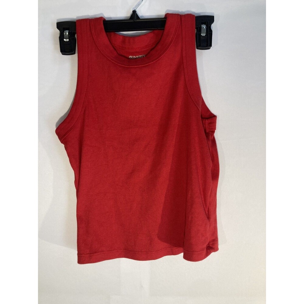 Old Navy Women’s Medium Red Fitted Ribbed Stretch Crop High Neck Tank Top